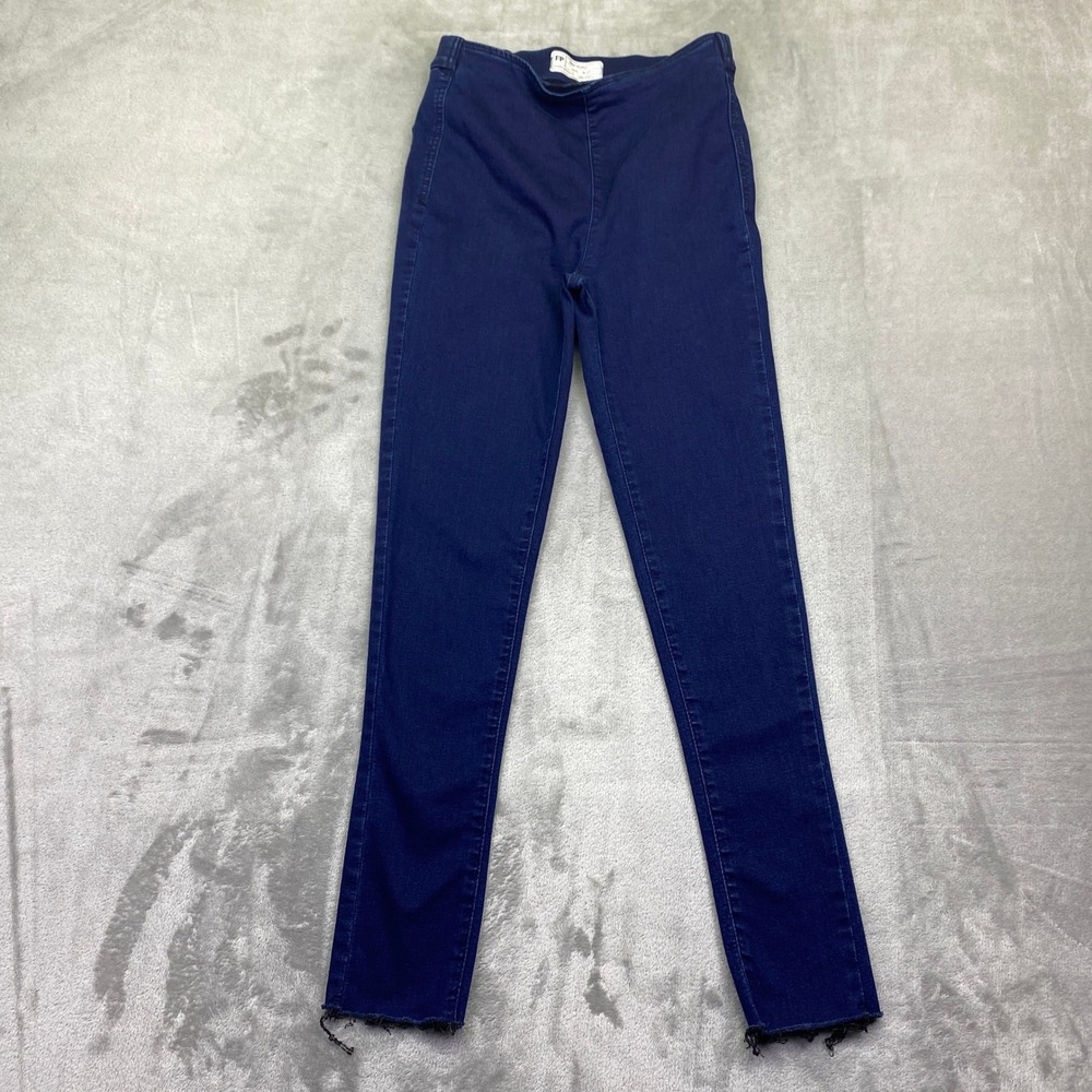 Free People Womens High Rise Skinny Jeans Indigo Blue Raw Hem Size 27 Grunge